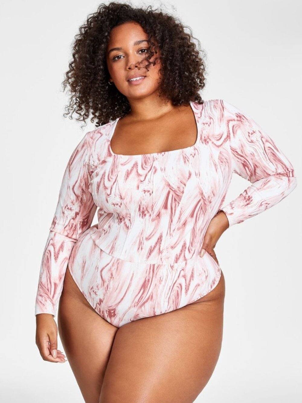 Jenni by Jennifer Moore Womens Long-Sleeve Bodysuit